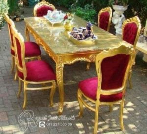 Set Meja Makan Klasik Florence Gold