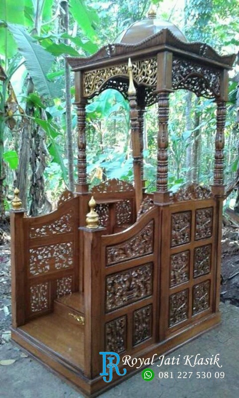 Mimbar Masjid Ukir Natural Model Kubah